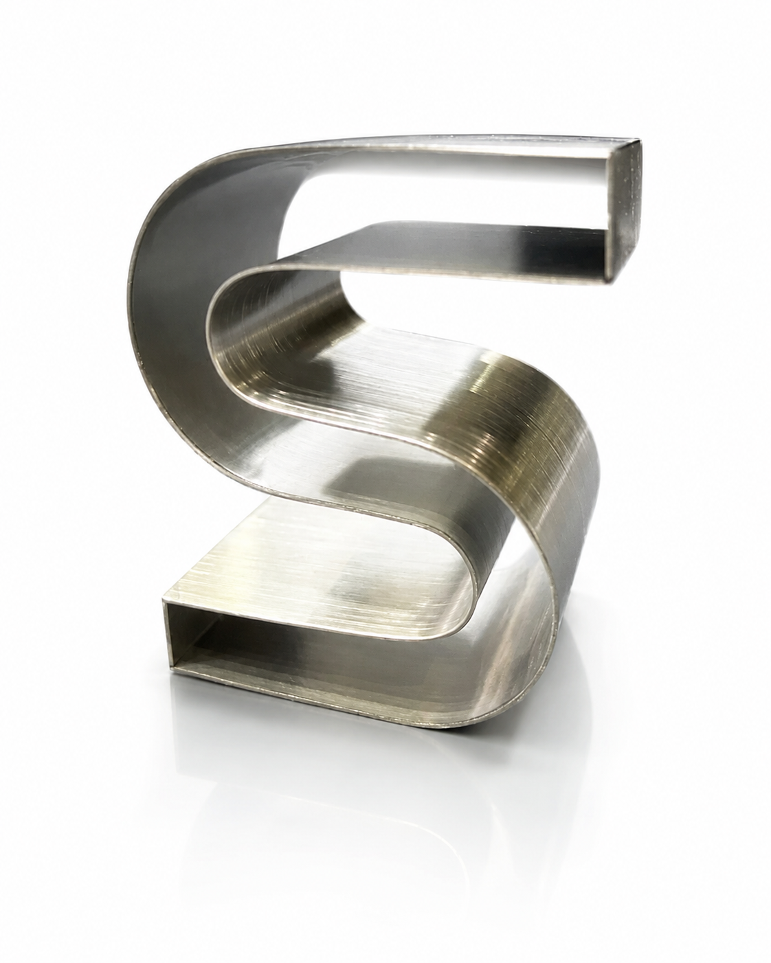 Silver S-shaped channel-letter return bent with HT-S1