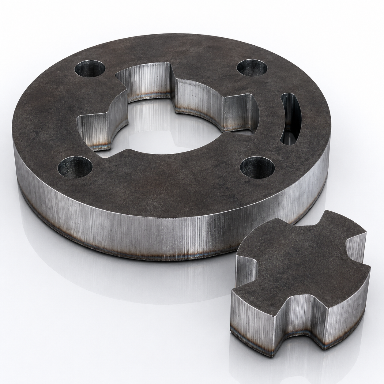 Detailed metal sign component cut with fiber laser
