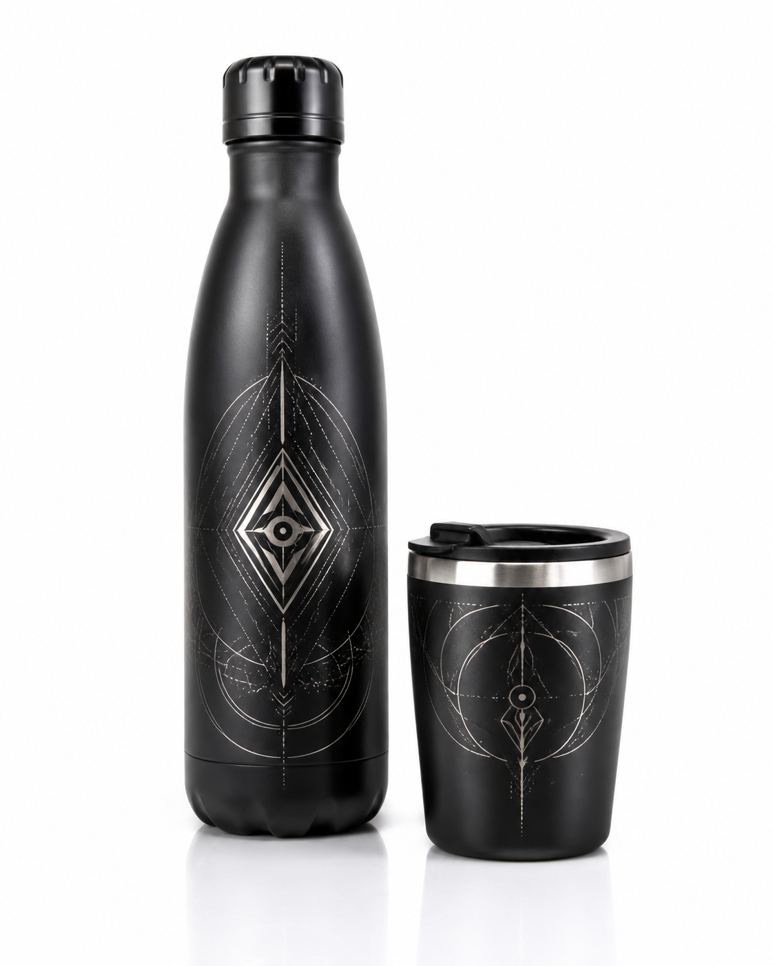 Engraved bottle and mug made with HT CO2 1390