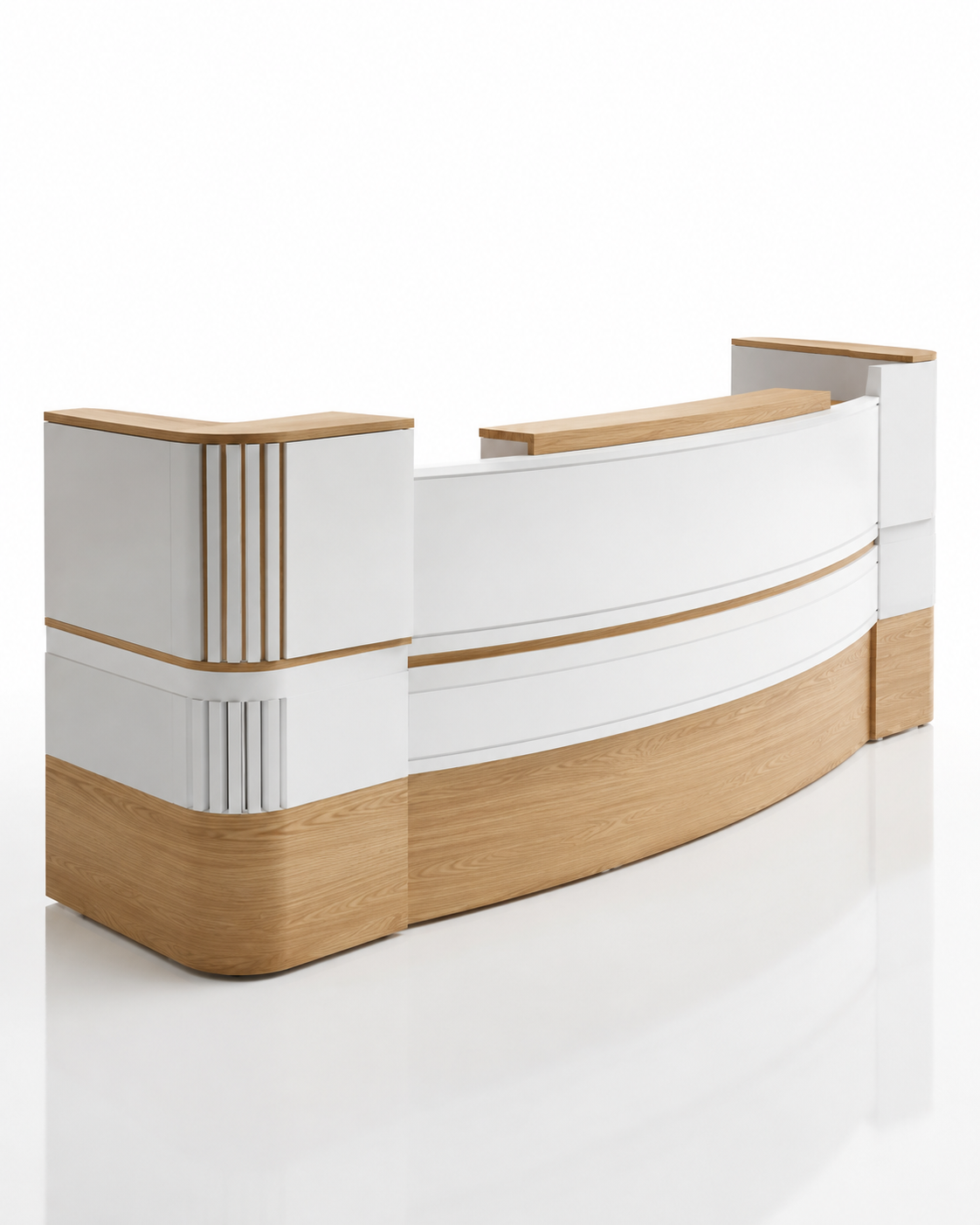 Reception desk component fabricated with HT R3 E CNC Router