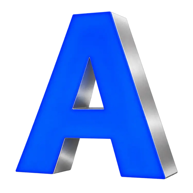 Trimless channel letter with blue illuminated face