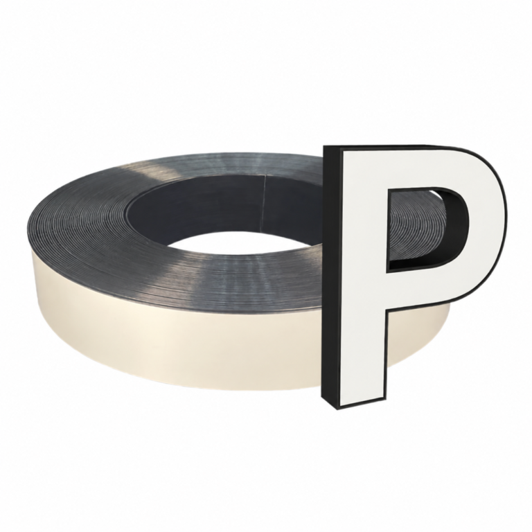 Channel letter material coil with letter P